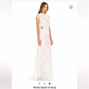 HEARTLOOM PARKER GOWN, LACE SHORT SLEEVE WITH BACK CUT OUT